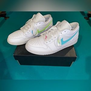 Air Jordan 1 low.   White/Multi-color